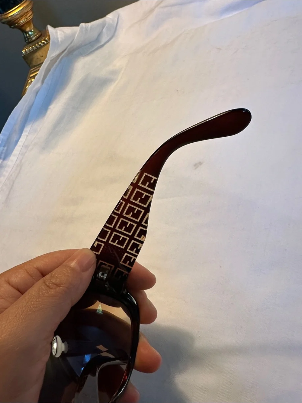 Brown Patterned Women's Sunglasses with Crystal Accent